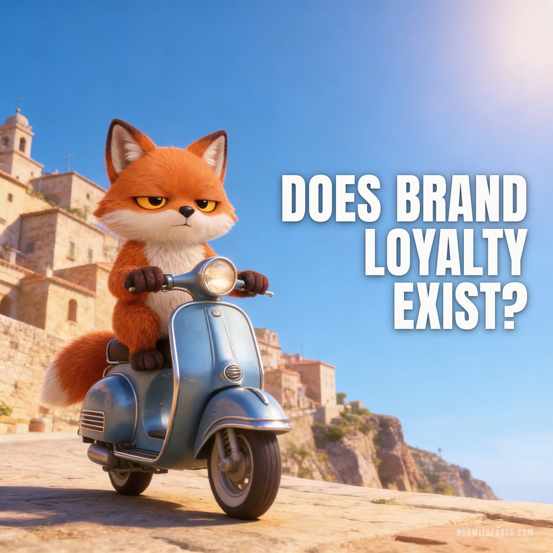 Fox on a Vespa ad with the headline: does brand loyalty exist?
