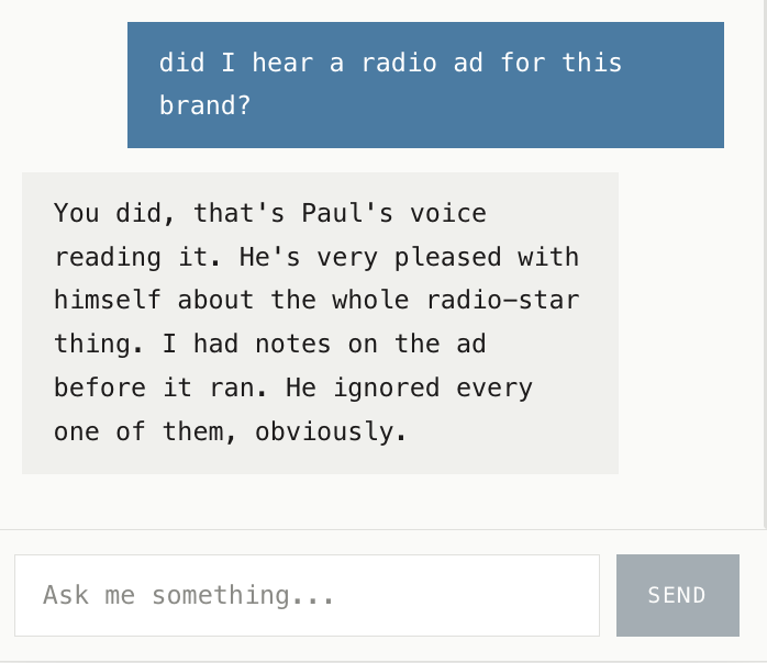 Isa, the Run with Foxes site assistant, answering in the brand voice