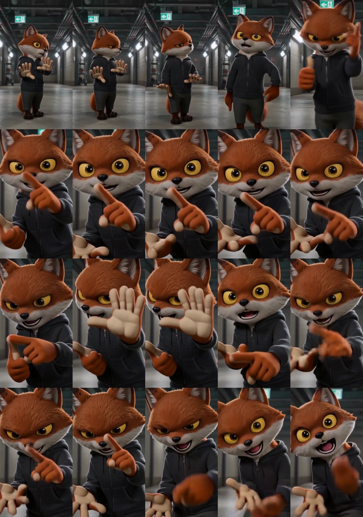 The fox from the small picture, two frames a second
