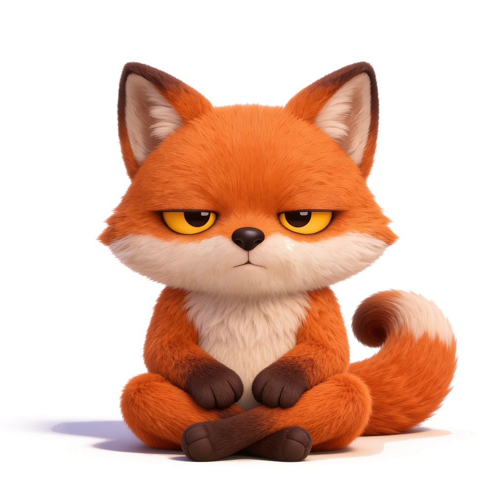 The grumpy fox from the book, sitting unimpressed